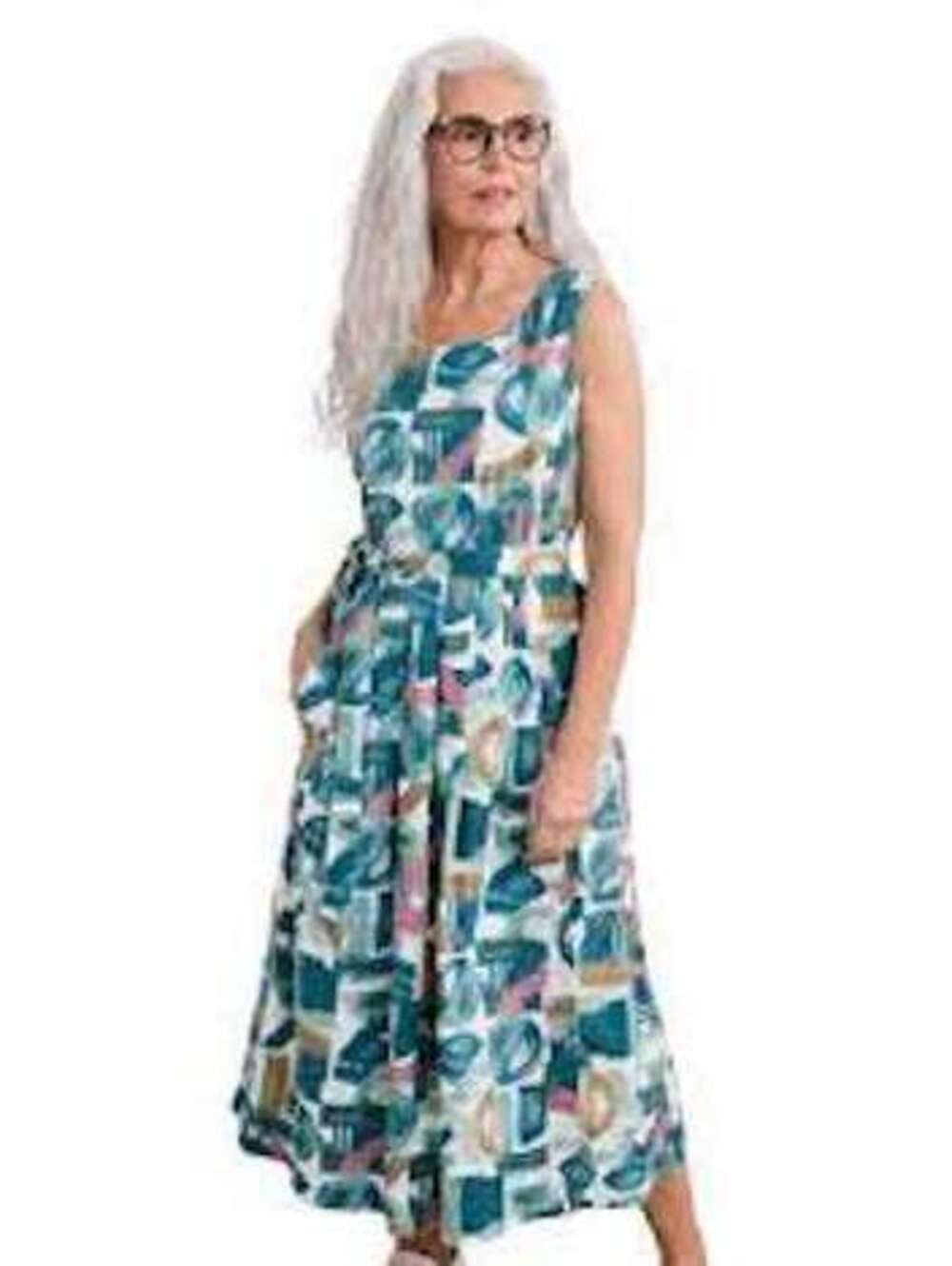 Seasalt Cornwall NWT Women's Belle Fit & Flare Midi Dress Blue Organic Cotton 6